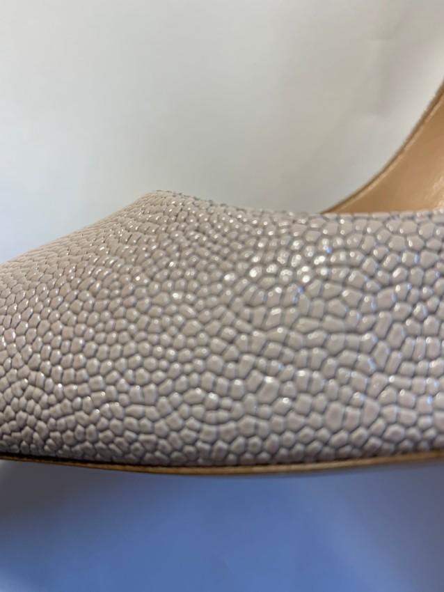 Rupert Sanderson Nada pink shimmer textured leather pumps