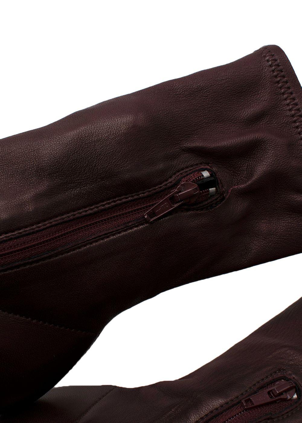 burgundy stretch-leather heeled boots