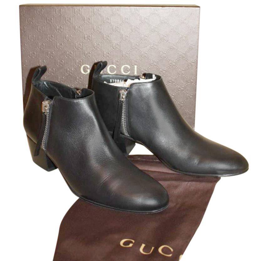Gucci Black Low Block Heel Ankle Boots
