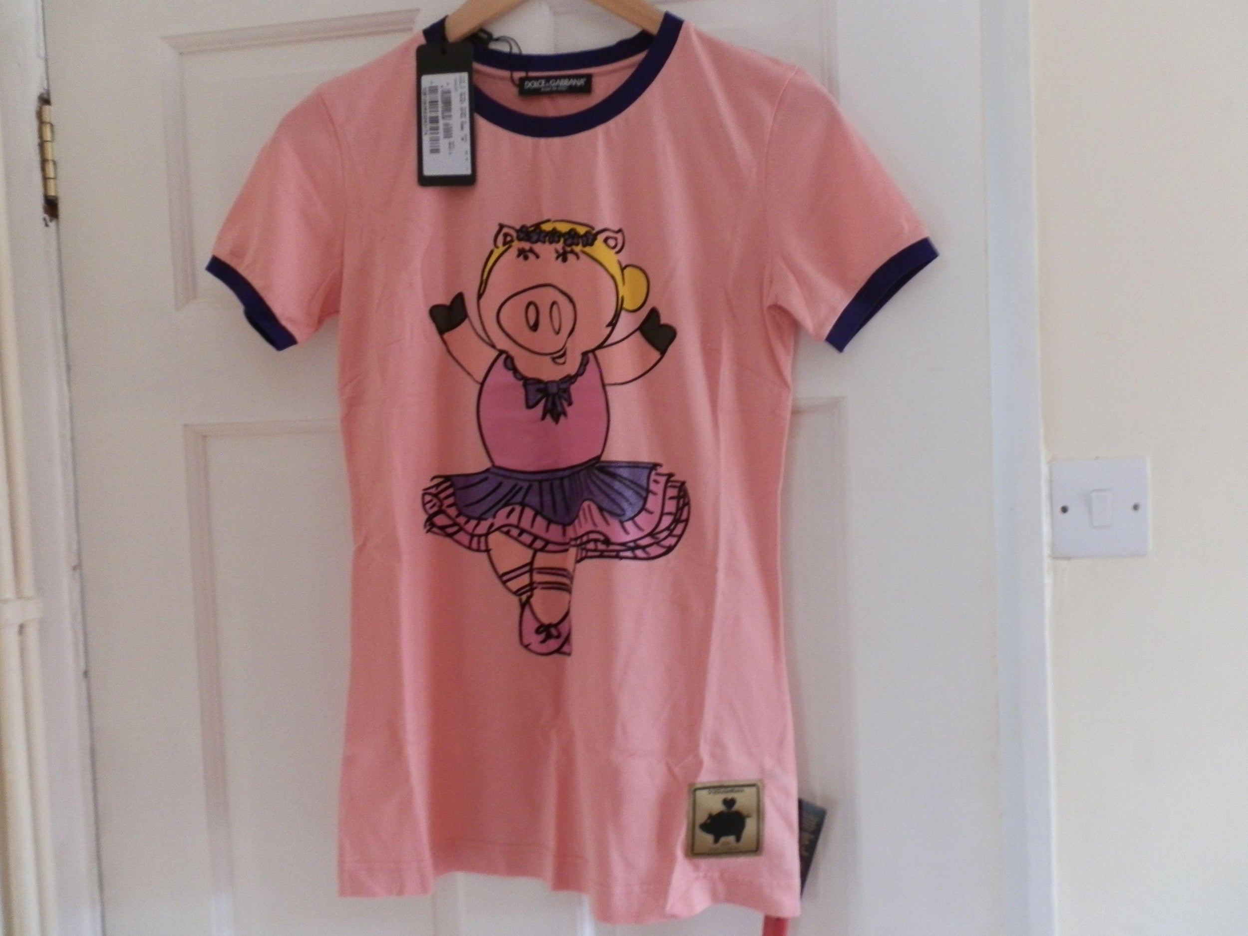 Dolce & Gabbana Pink Pig Ballerina T-shirt