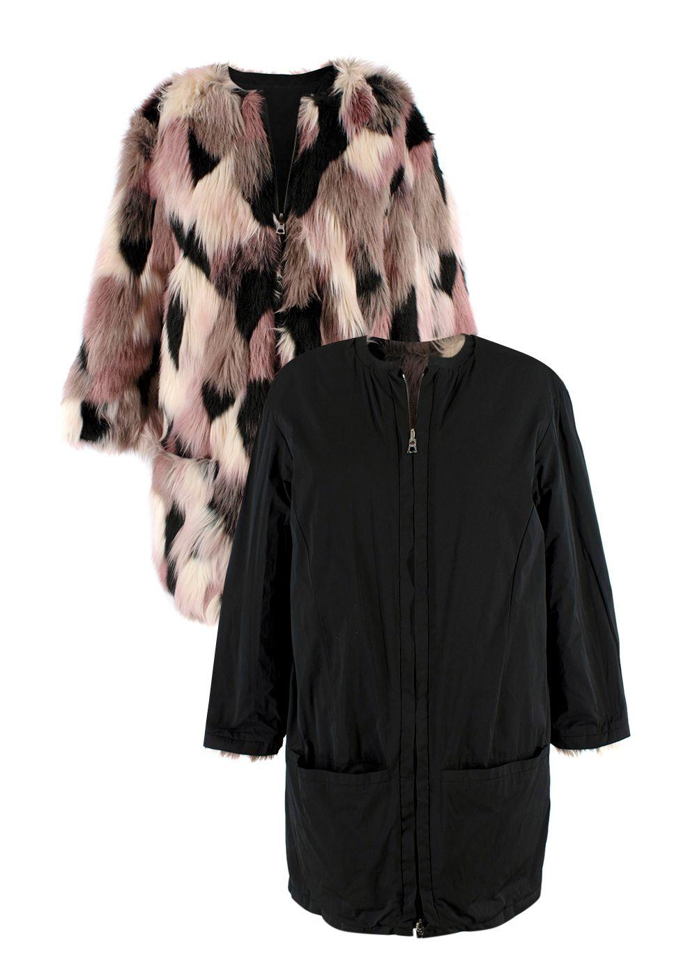 Nina Ricci Reversible Patchwork Faux Fur Coat