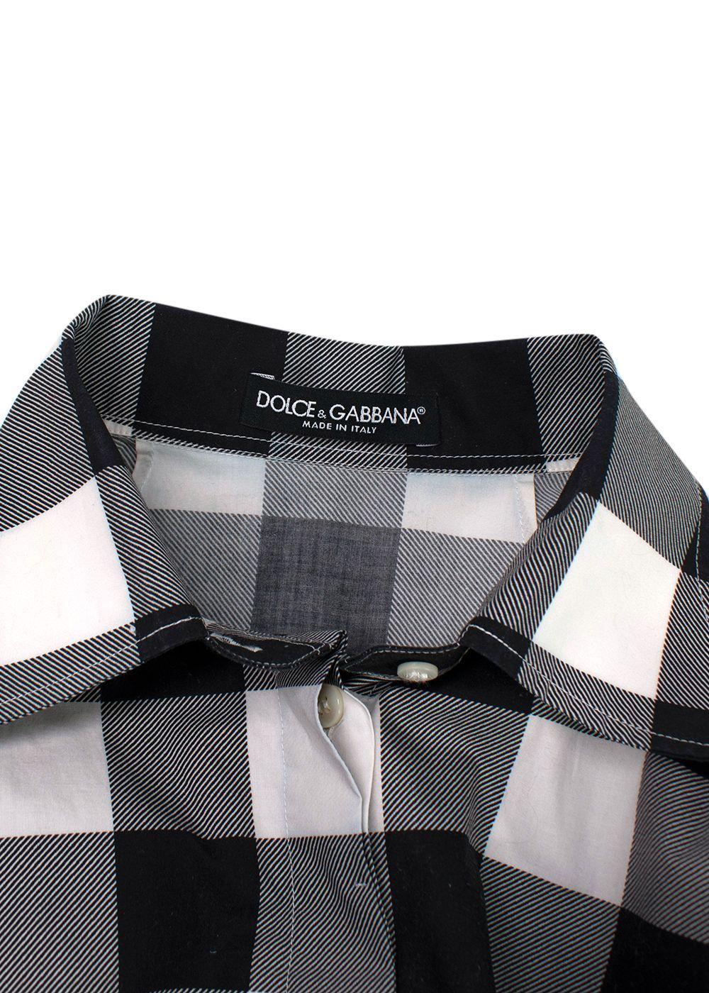 Dolce & Gabbana Black and White Check Short Sleeve Shirt