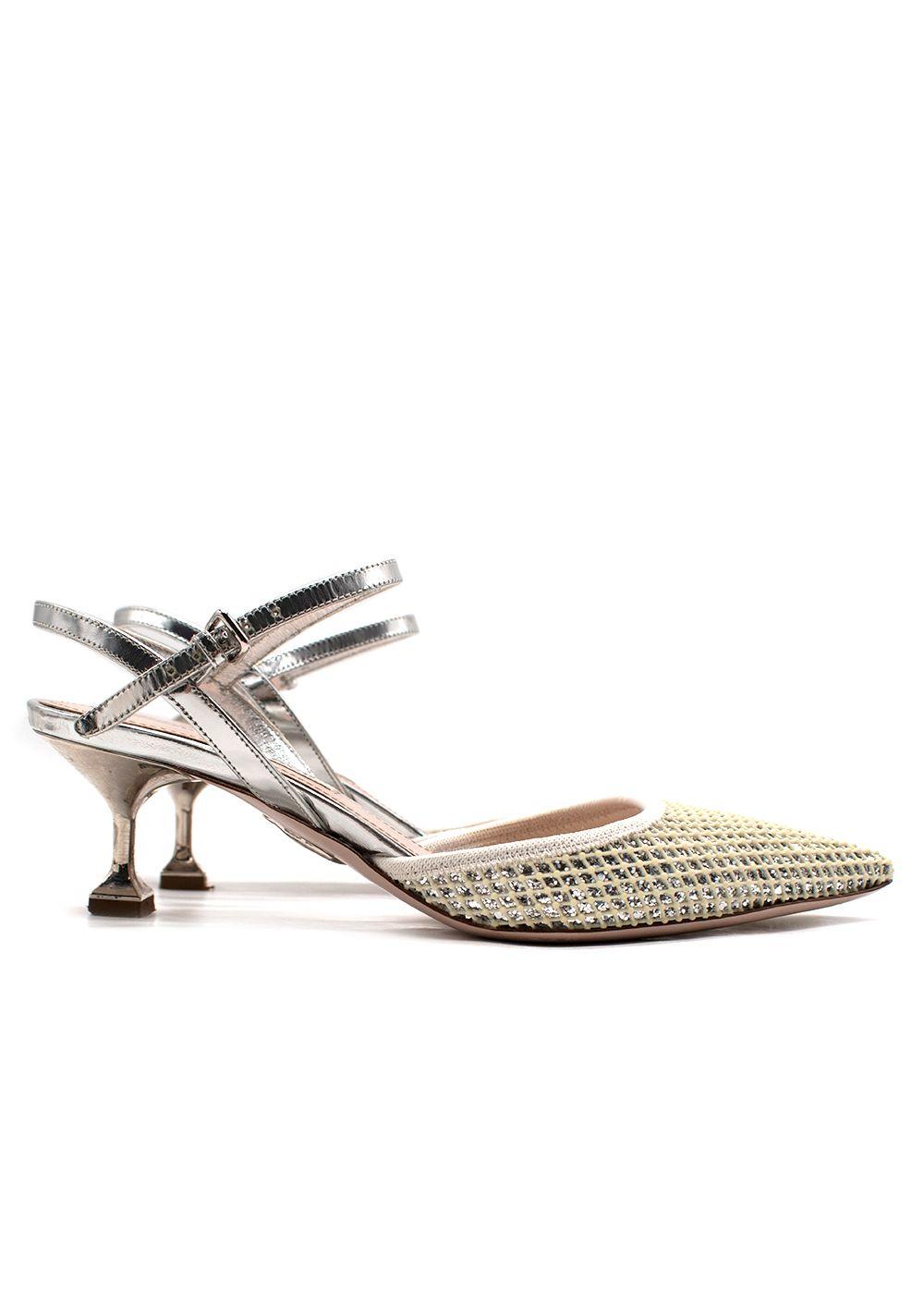 Miu Miu Silver Glitter Kitten Heels