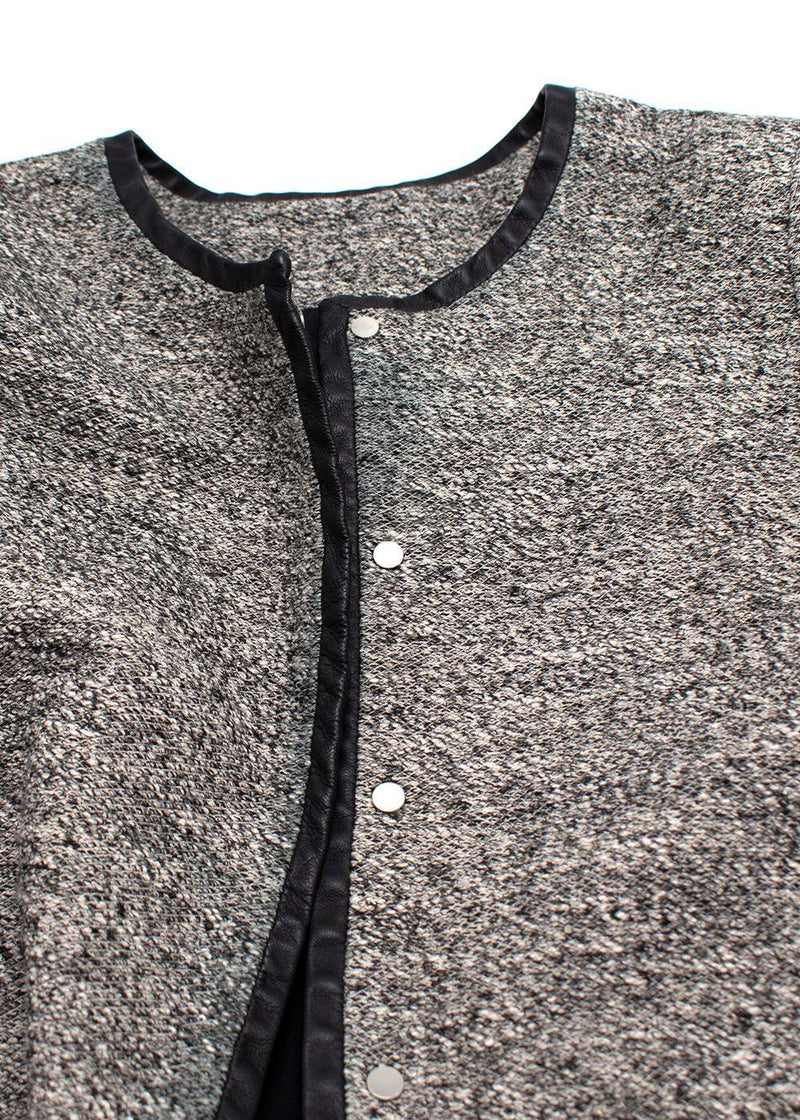 Iro Grey-black textured collarless snap-button jacket