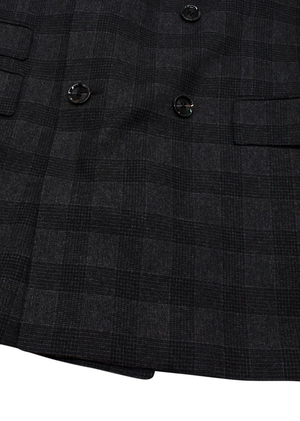 Pretty Green Charcoal Double Breasted Checked Blazer