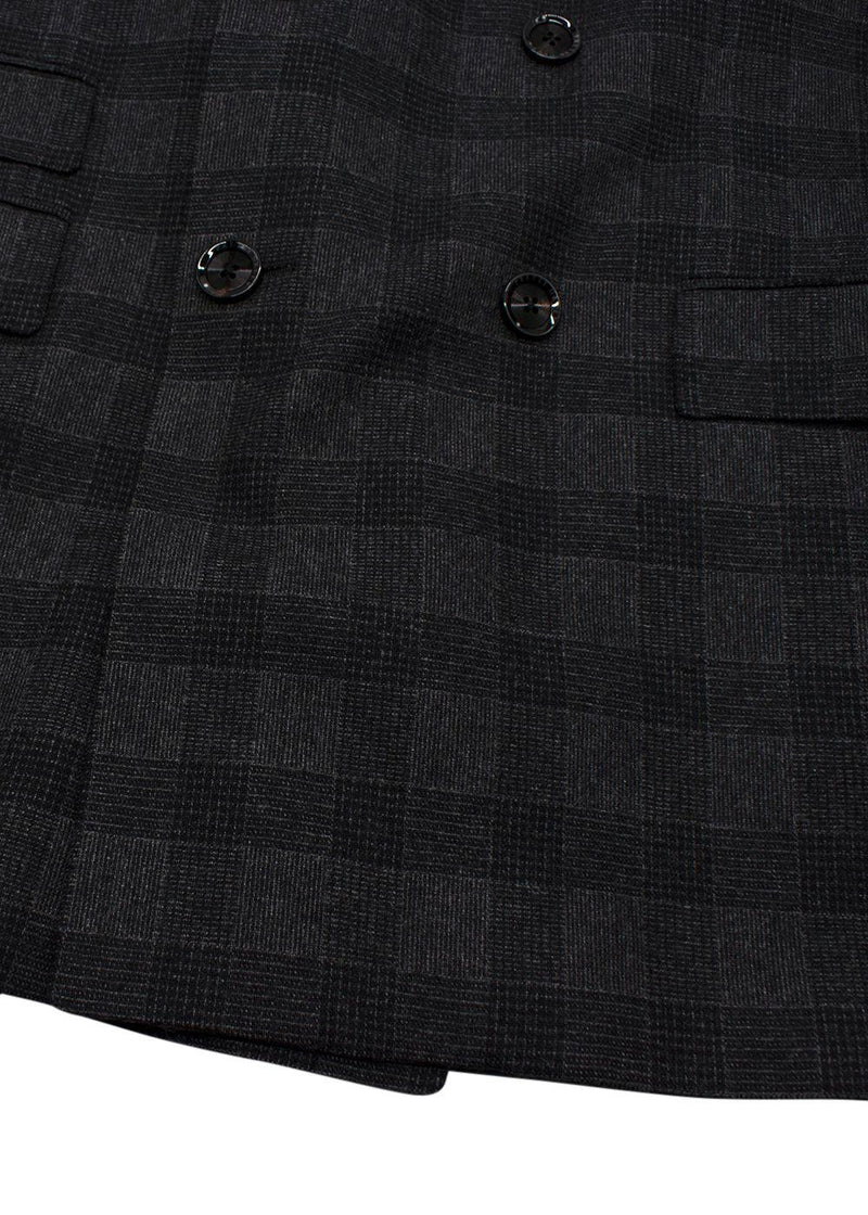 Pretty Green Charcoal Double Breasted Checked Blazer