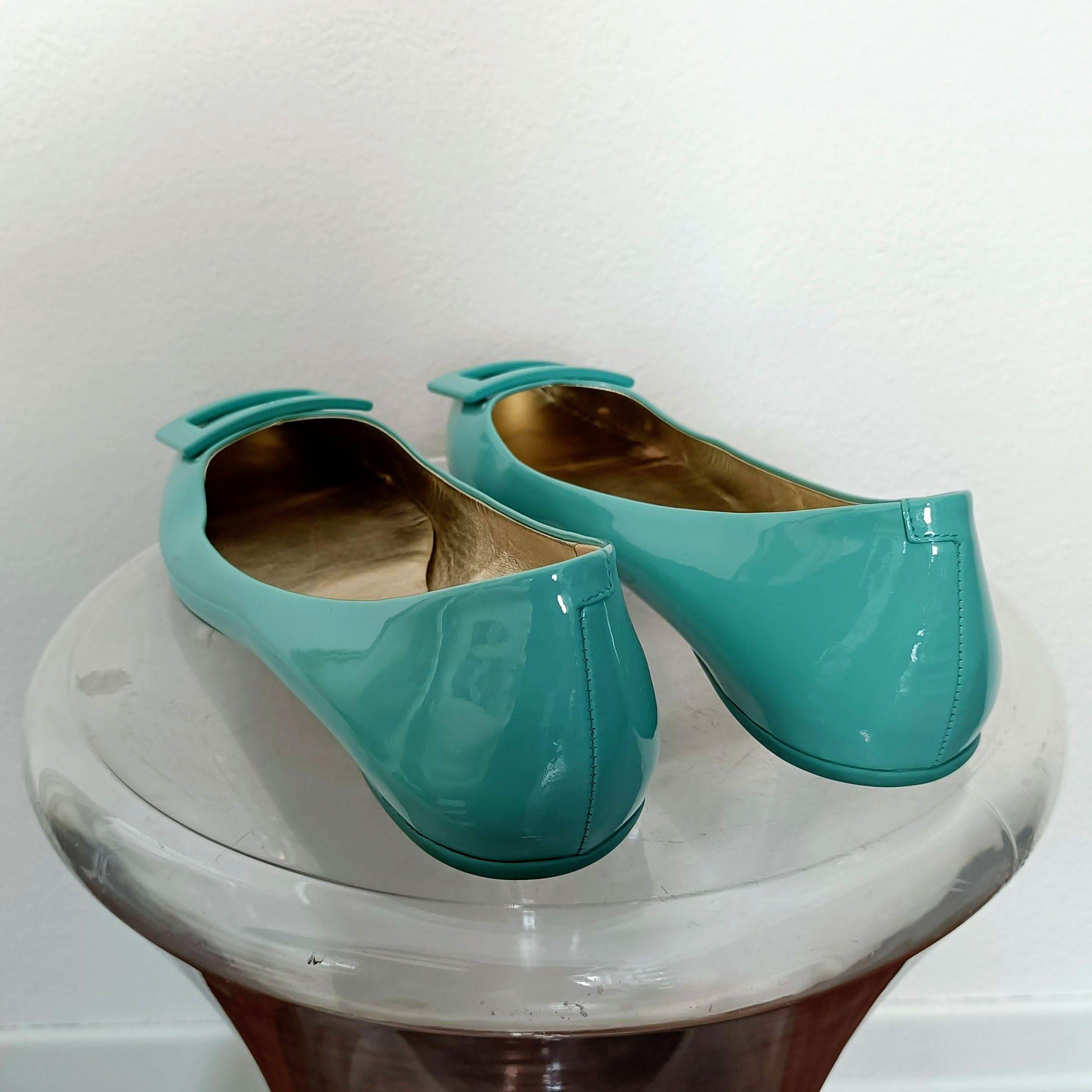 Turquoise Patent Ballerinas