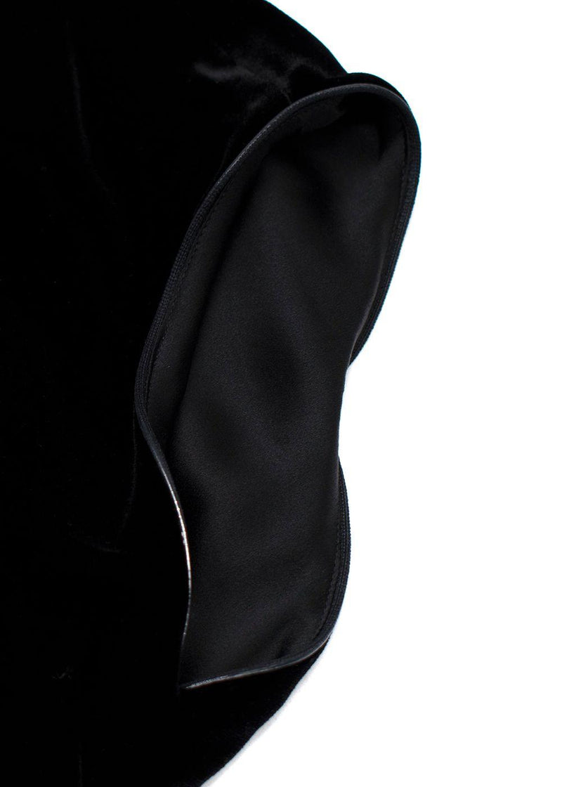 Giorgio Armani Black Gathered Velvet Blouse