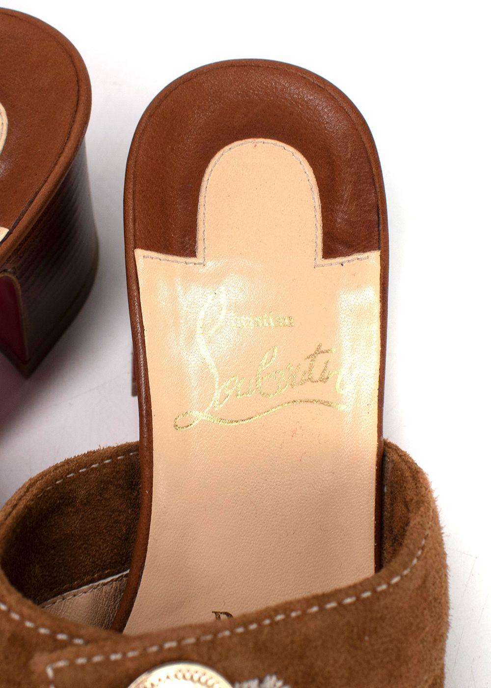 Christian Louboutin Brown Dechirago 55 Safari Suede Mules