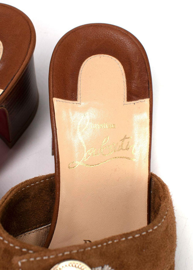 Christian Louboutin Brown Dechirago 55 Safari Suede Mules