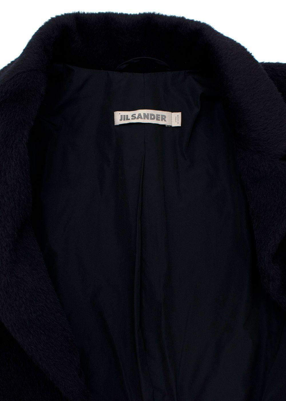 Navy Blue Llama Wool Blend Coat