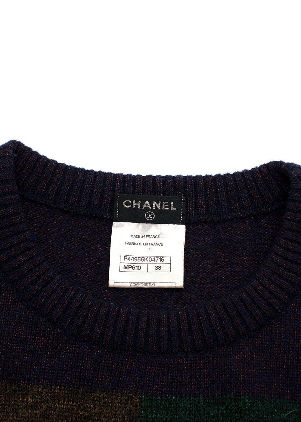 Chanel Multicoloured Crystal Embellished Striped Jumper