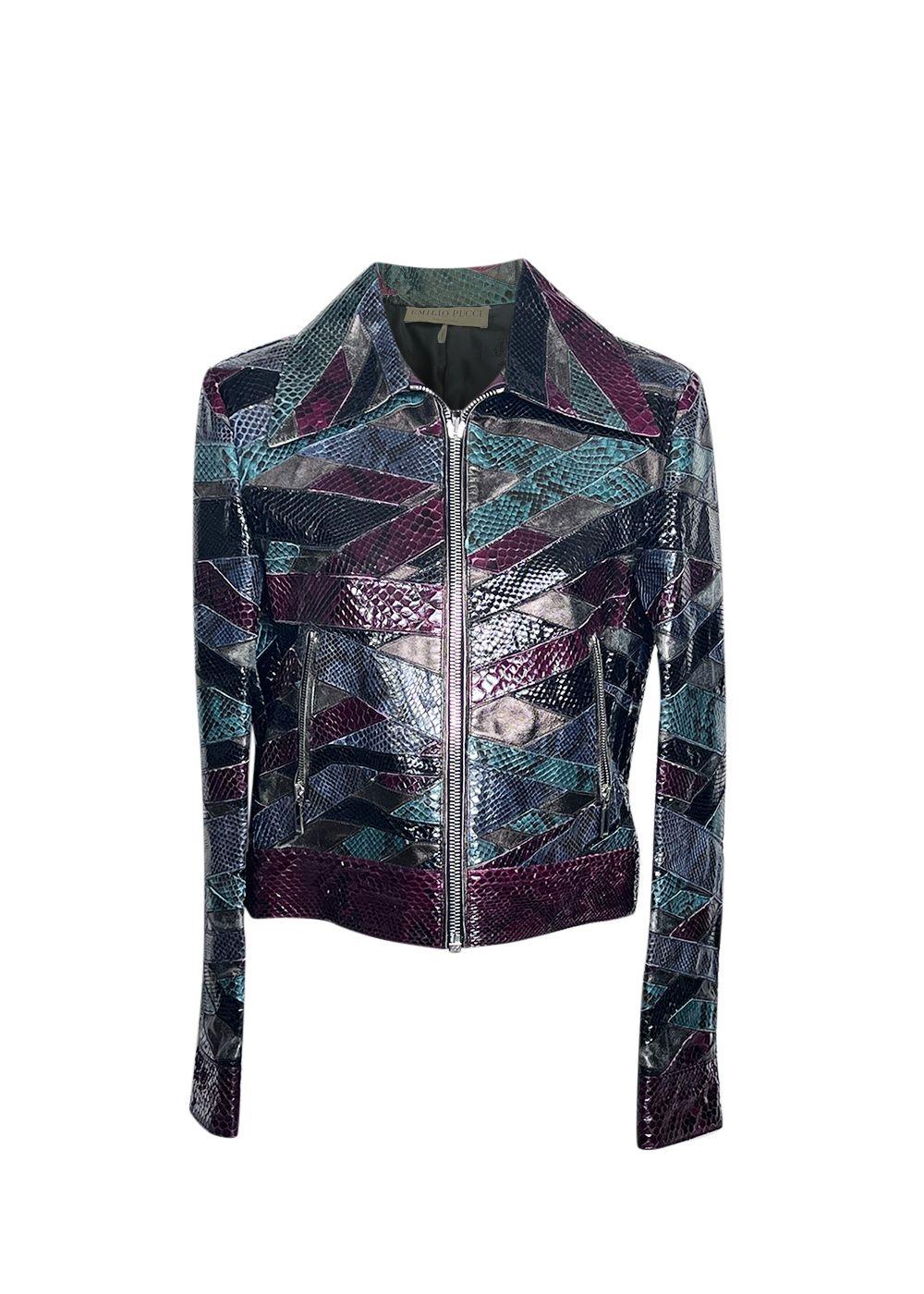 Python Leather Patchwiork Python & Calf Leather Multicoloured Patchwork Jacket · HEWI