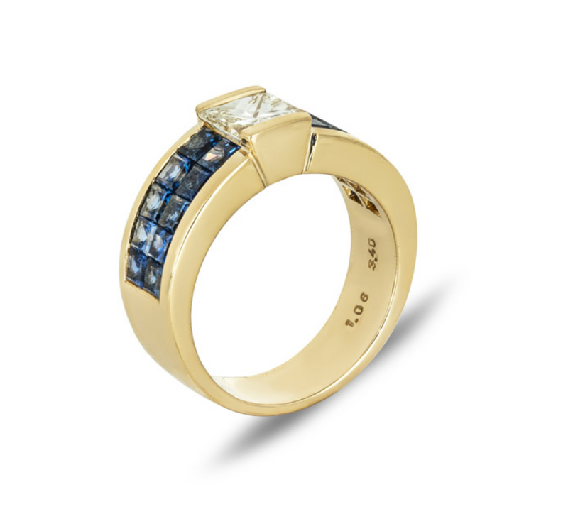 Yellow Gold Diamond & Sapphire Ring