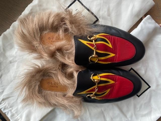 Black & red applique leather Princetown loafers