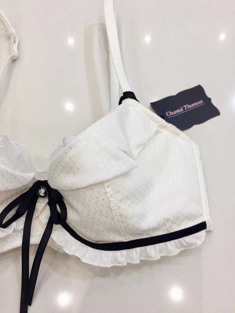 Chantal Thomass Ivory Leavers Lace Pad Bra & Thong Set