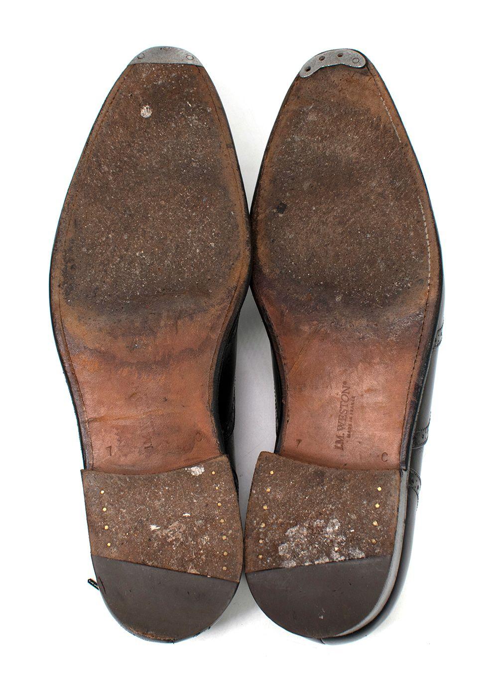 J.M. Weston Black Perforated Leather Dress Shoes
