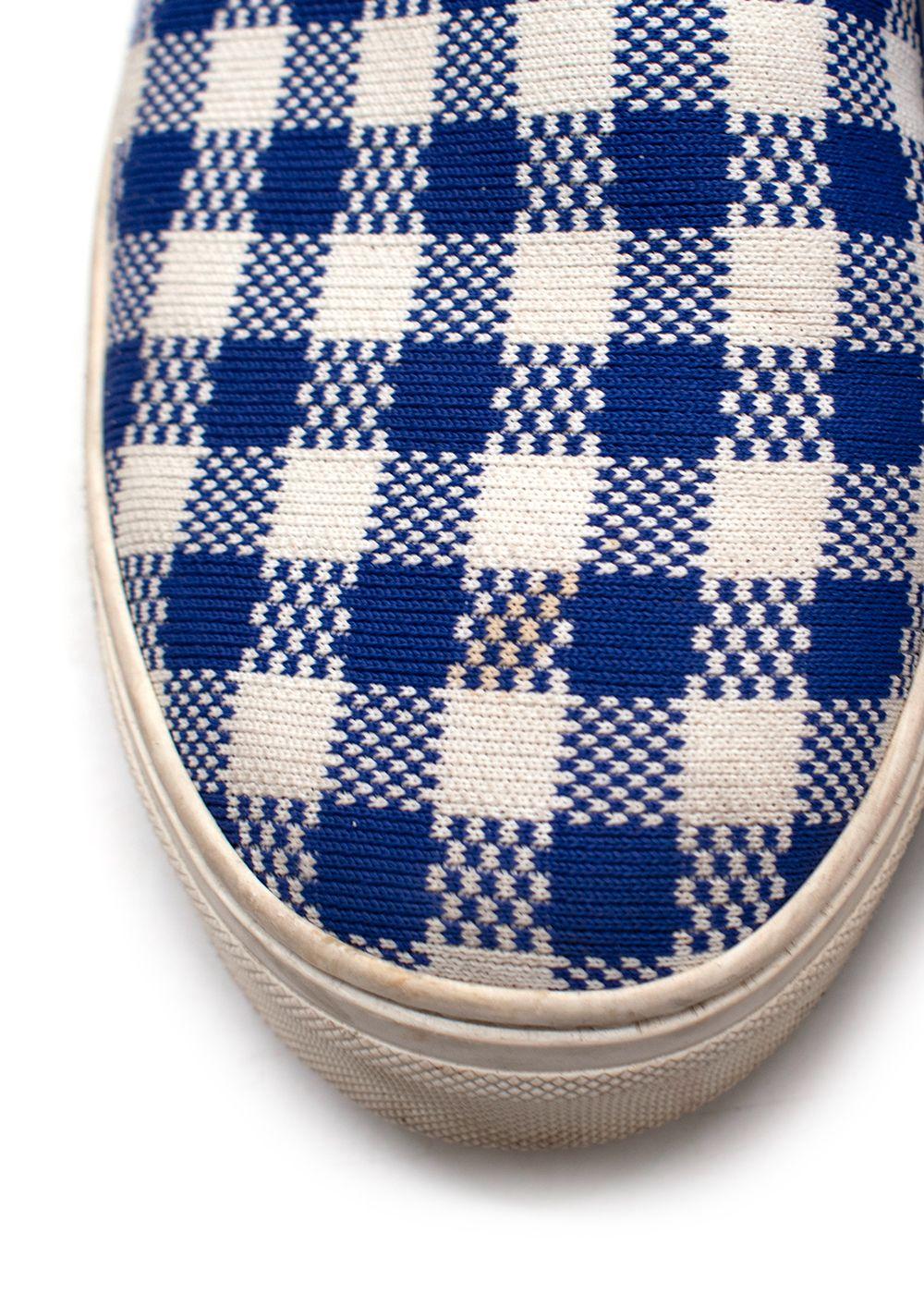 Celine Royal Blue and White Plaid Slip On Trainers