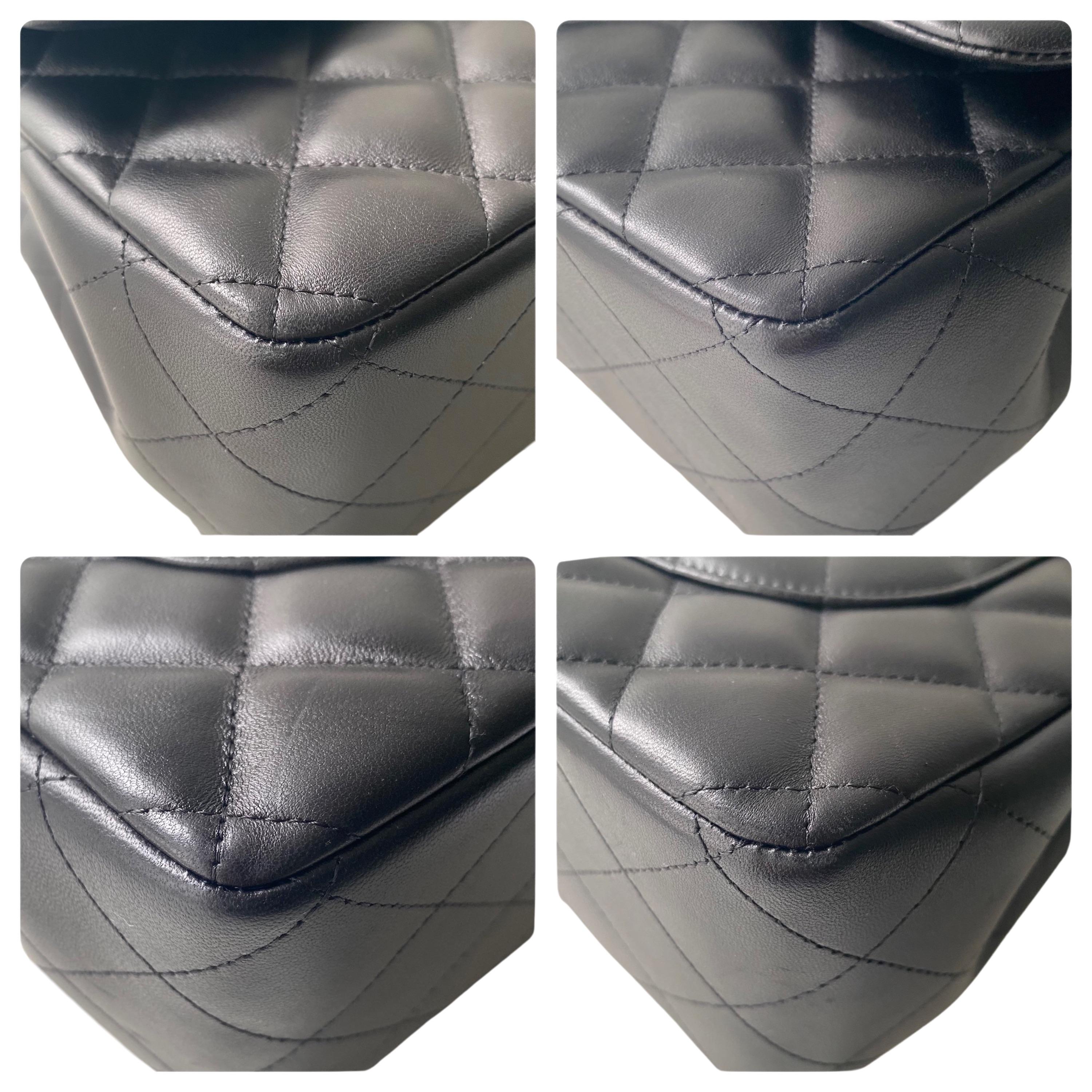 Black Lambskin Jumbo Double Flap Bag