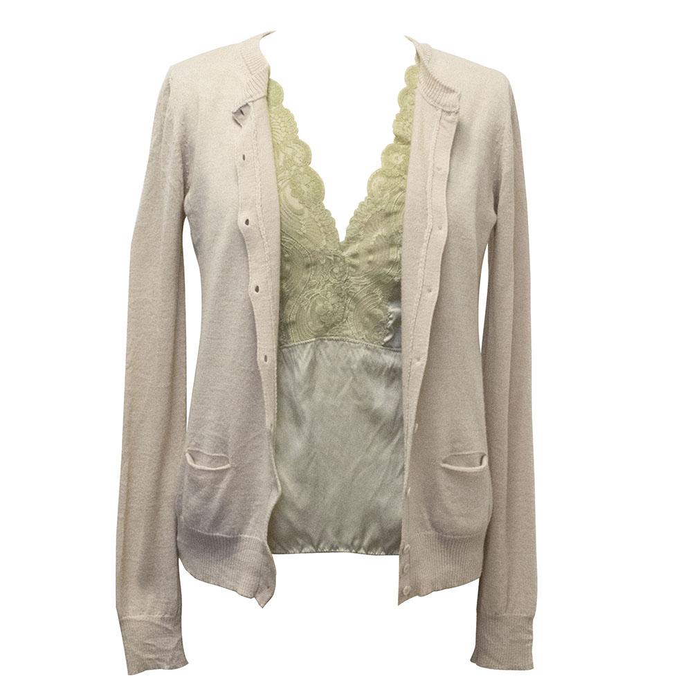 Patrizia Pepe Beige Cardigan with sewn in cami