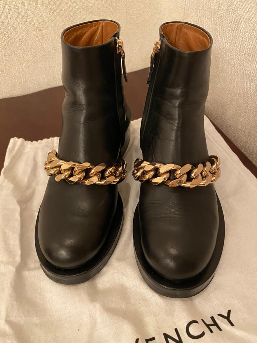 Givenchy Black Leather Chain Draped Boots
