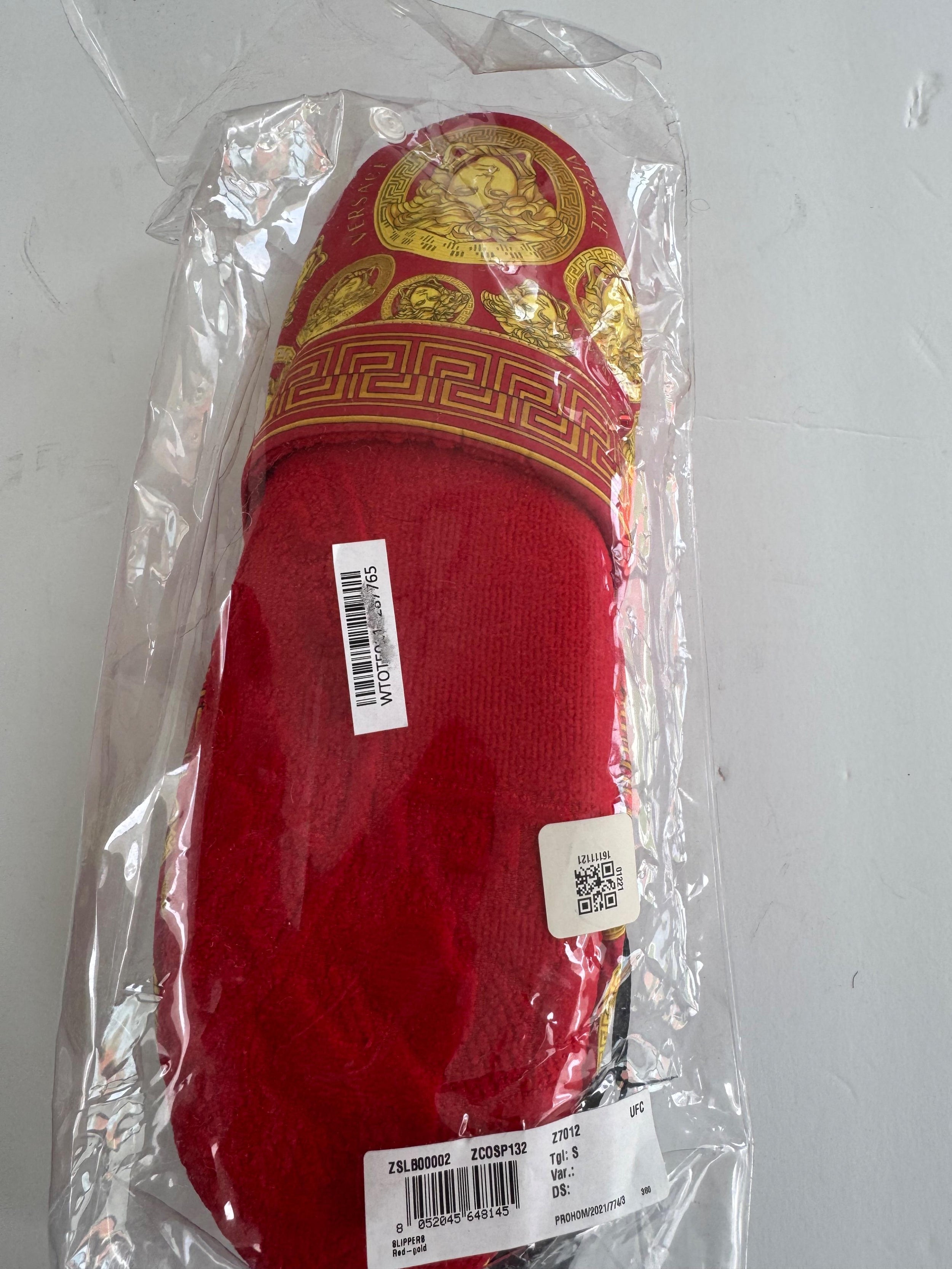 Versace Red Medusa Print Slippers