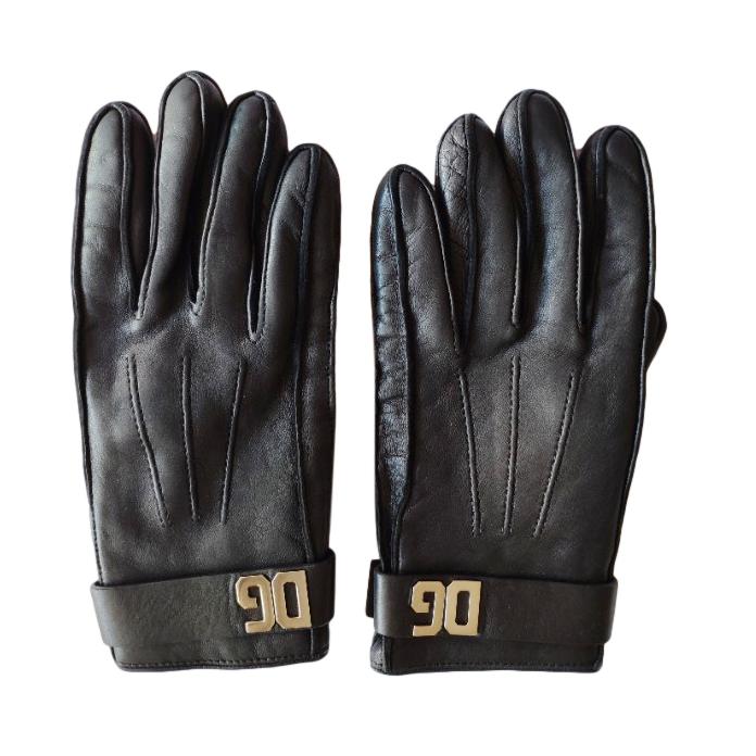 Dolce & Gabbana DG Black Leather Gloves
