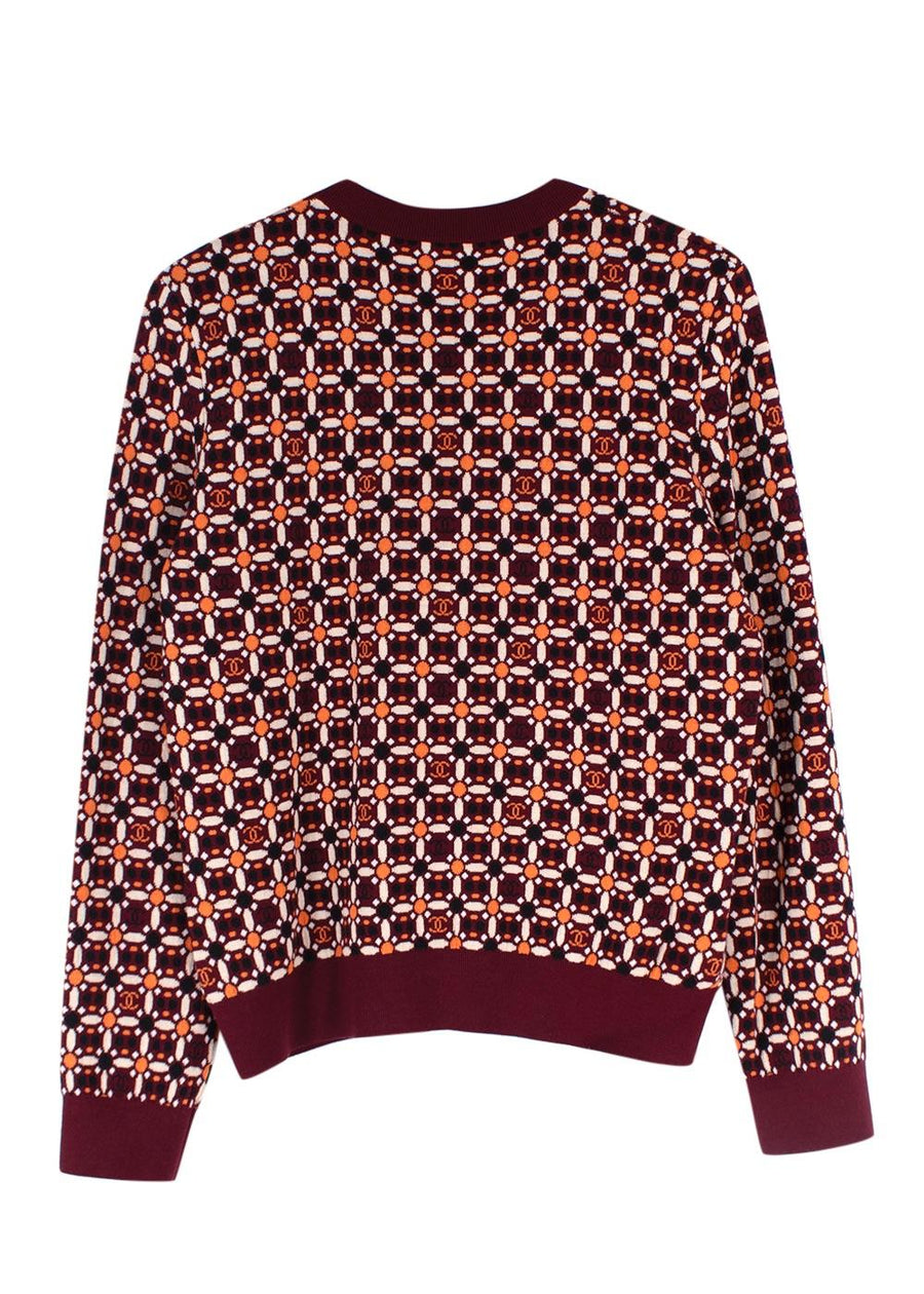 Chanel Burgundy/Orange Floral CC Jumper
