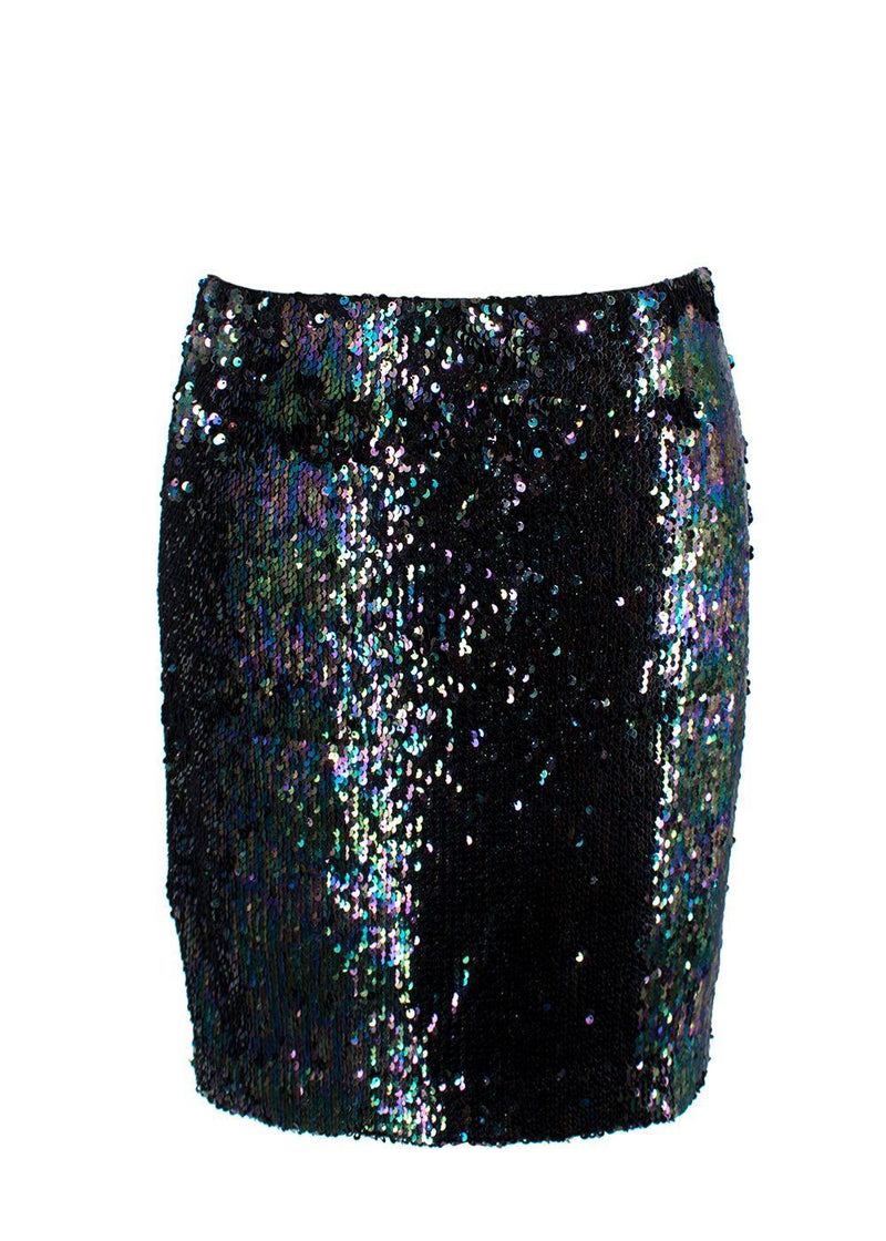 Alexander Terekhov Teal and Purple Sequin Mini Skirt