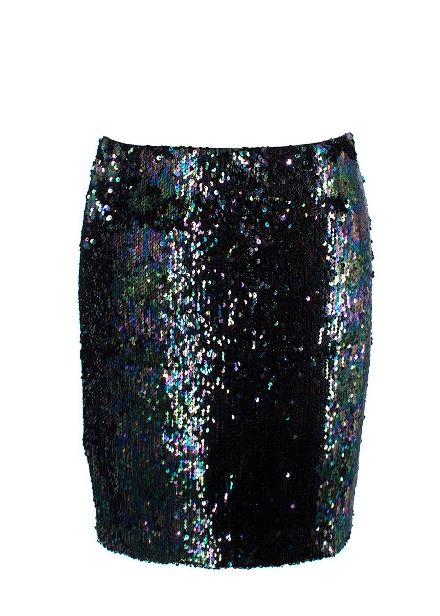 Alexander Terekhov Teal and Purple Sequin Mini Skirt