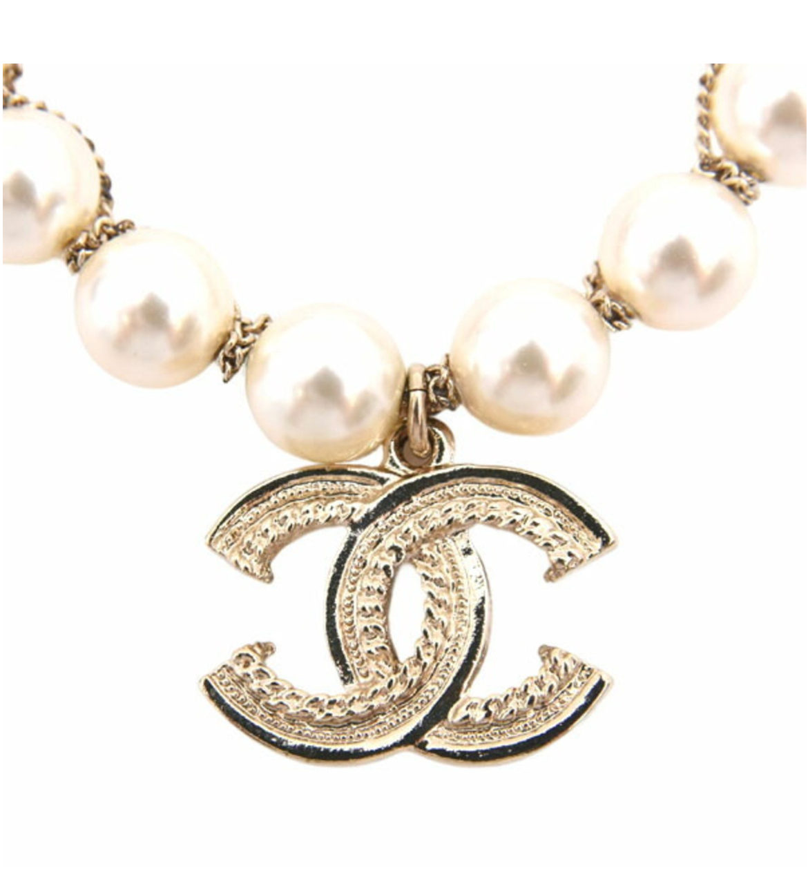 Chanel CC Logo Faux Pearl Bracelet