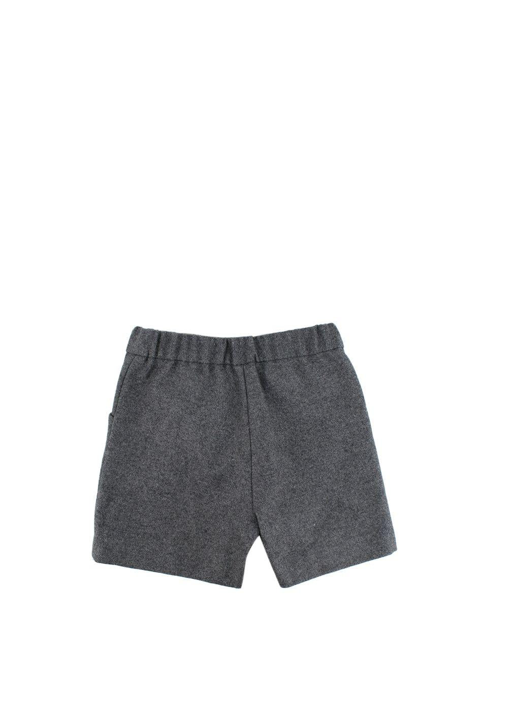 Kids 10Y Grey Wool Button Down Shorts