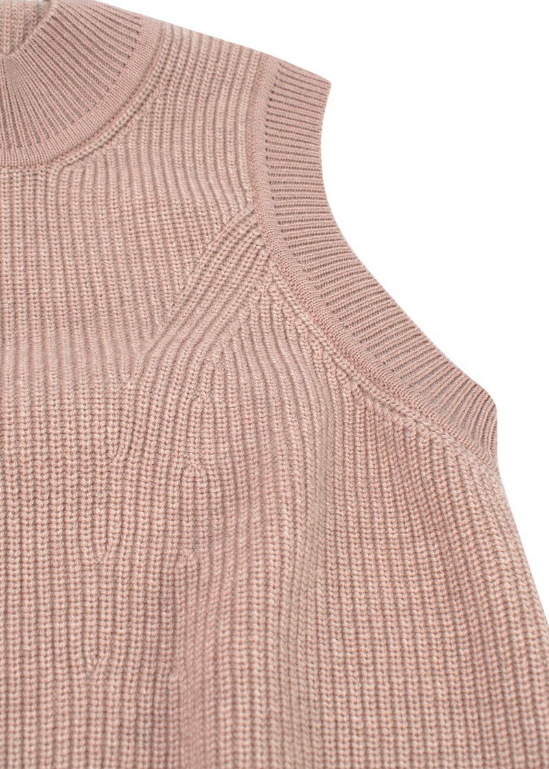 Hermes Blush Pink Ribbed Cashmere Sleeveless Jumper