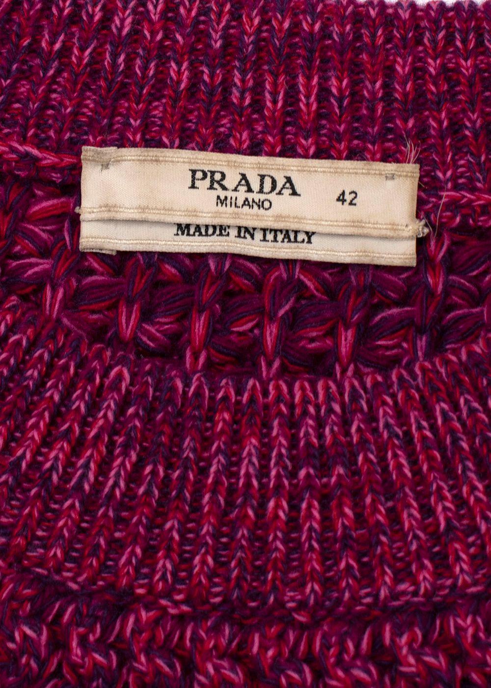 Prada Purple Textured Knit Crewneck Jumper