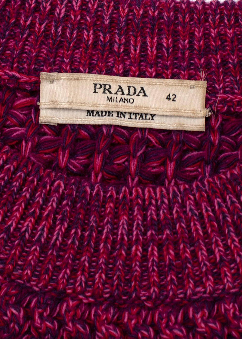 Prada Purple Textured Knit Crewneck Jumper