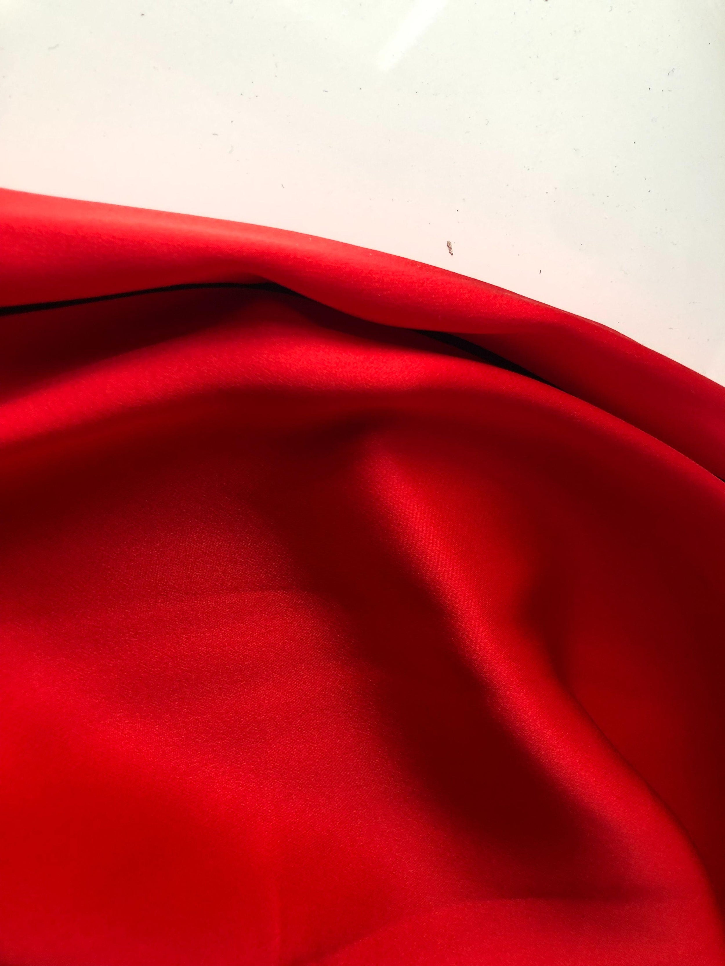 Red Silk Pants with Contrast Piping