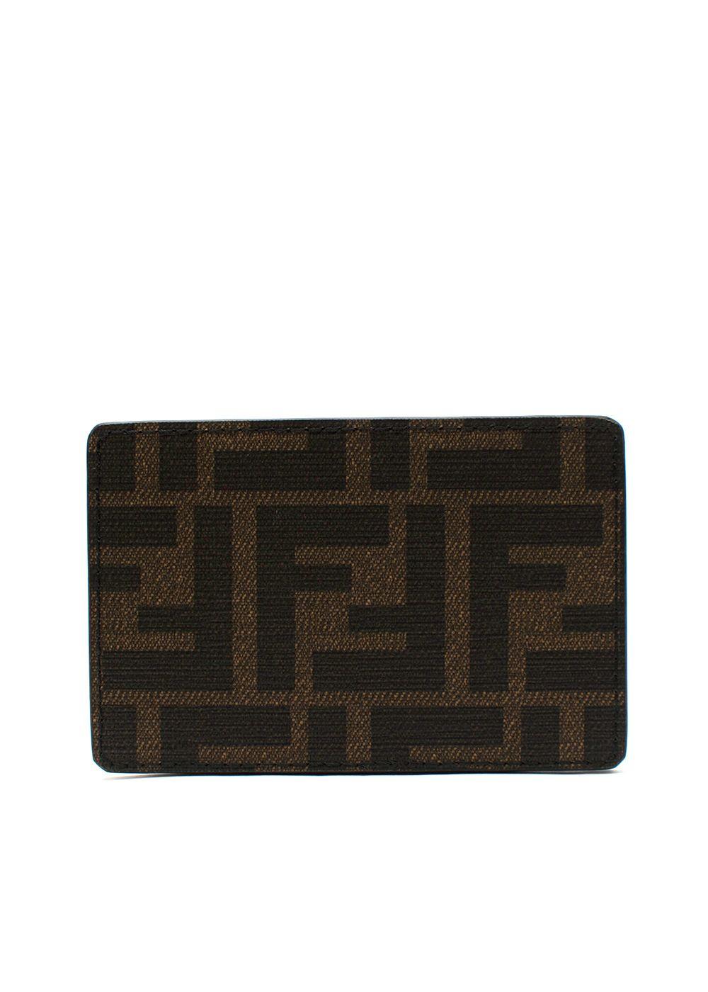 Fendi Monogram Zucca FF Logo Leather Card Holder