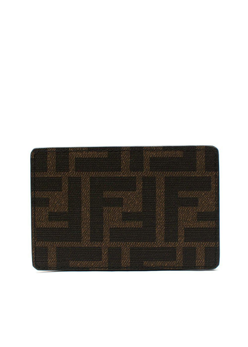 Fendi Monogram Zucca FF Logo Leather Card Holder