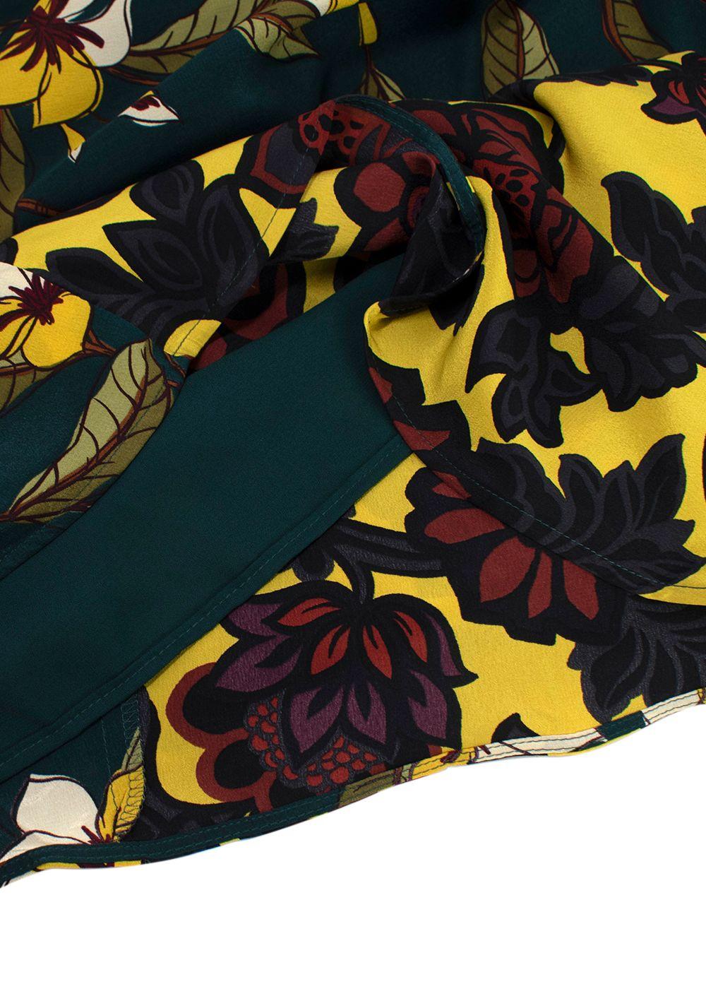 Weekend MaxMara Teal and Yellow Floral Skirt