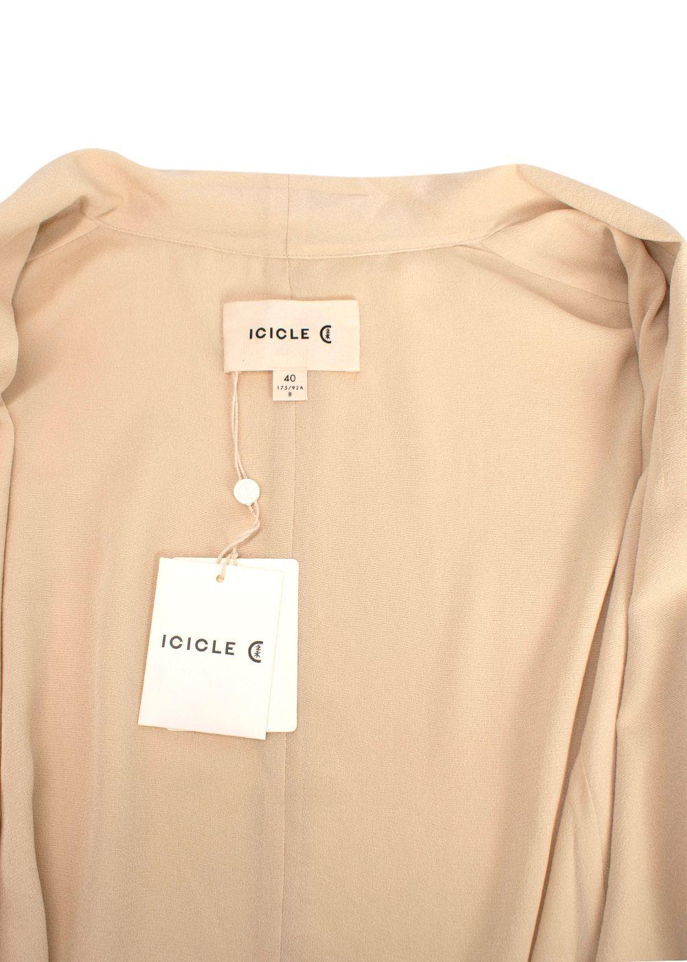 Icicle Beige Silk Blazer and Wide Leg Trouser Suit