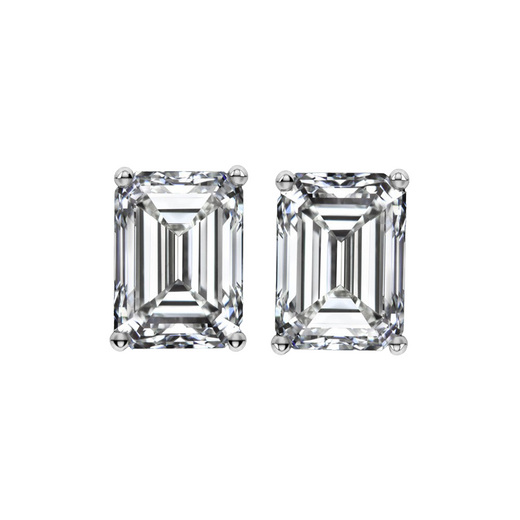 Emerald Cut Pair of 1.5 carat Lab Grown Diamond Stud Earrings - Custom Made