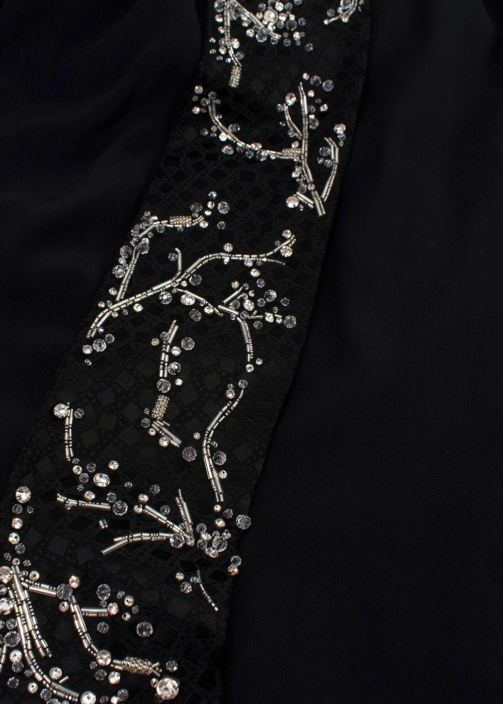 Alexander McQueen Crystal Embellished Black Draped Sleeve Gown