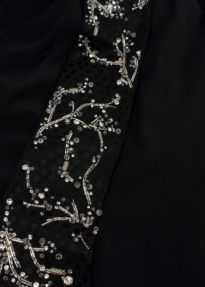 Alexander McQueen Crystal Embellished Black Draped Sleeve Gown