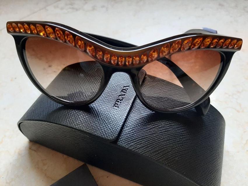 Prada Black Limited Edition Crystal Embellished Sunglasses