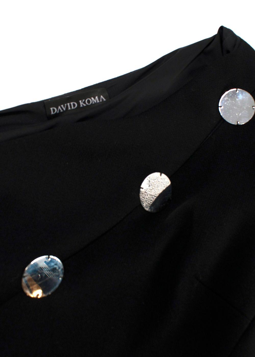 David Koma Black Asymmetric Plexi Mirror One Shoulder Dress