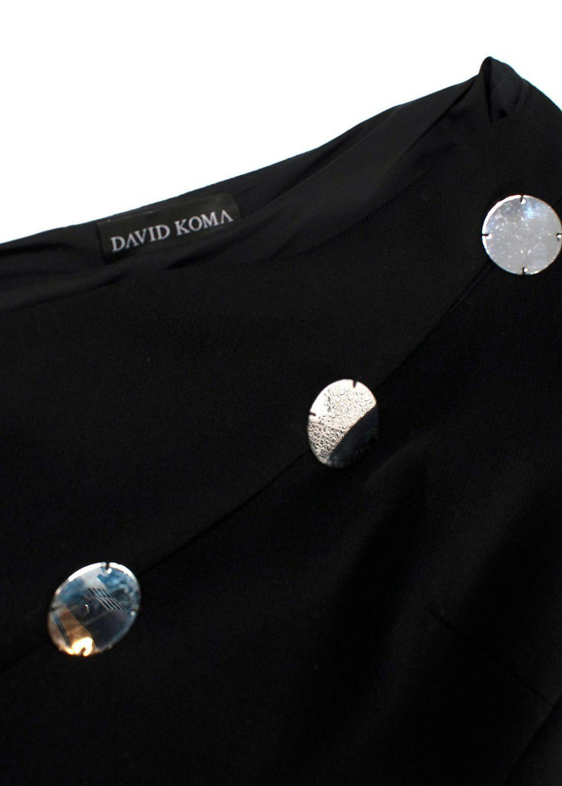 David Koma Black Asymmetric Plexi Mirror One Shoulder Dress