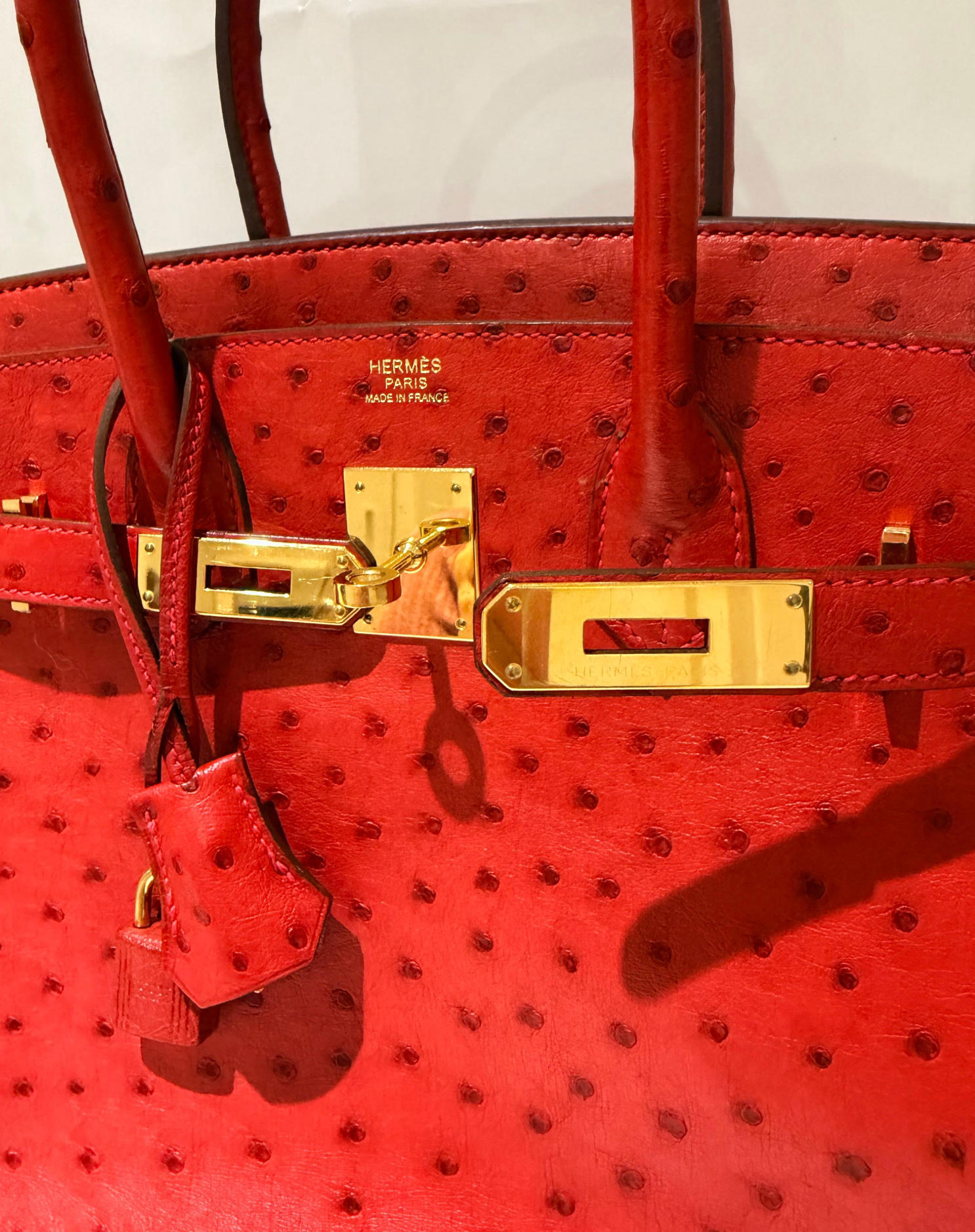 Hermes Birkin 30 in Red Ostrich GHW