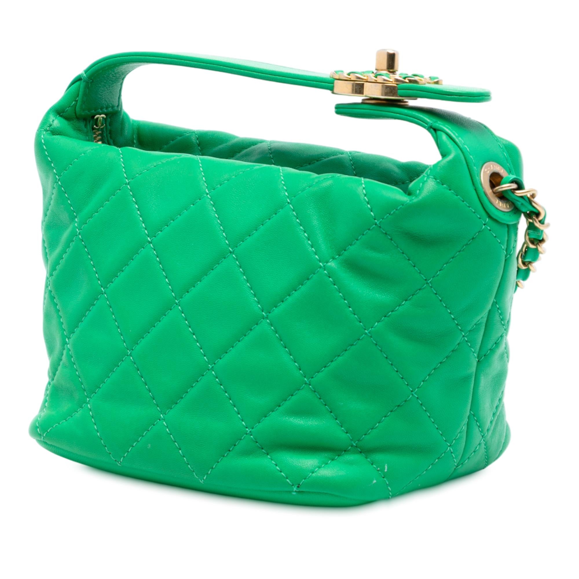 Chanel Green Small Quilted Lambskin Perfect Meeting Hobo