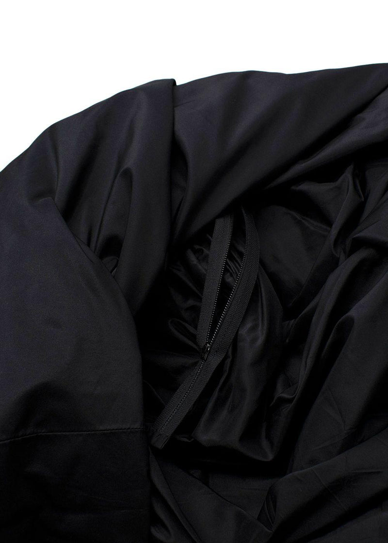 Oscar de la Renta Black Nylon Strapless Gown with Mink Trim