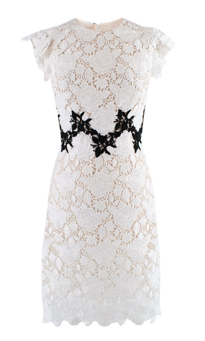 Giambattista Valli white & black lace mini dress